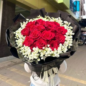 s50 bó hoa hồng lạc thần tone hồng xinh xắn giao nhanh bắc ninh